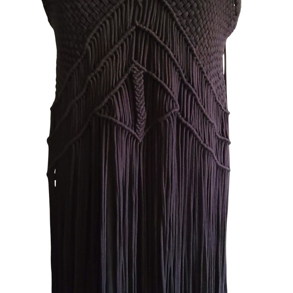 DENIM & SUPPLY RALPH LAUREN Macrame Fringe Maxi Boho Dress Black Women's Small - Picture 6 of 16